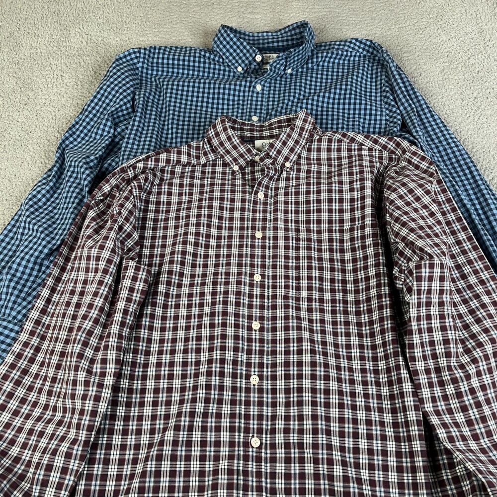 Lot of 2 Croft & Barrow Shirt Mens XL Blue Red Button Down Easy Care Pocket